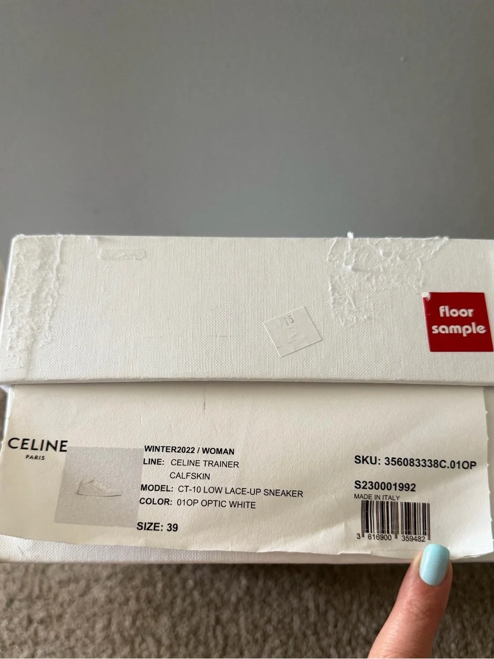 Celine White Leather Low-Top Sneaker with Perforated Logo